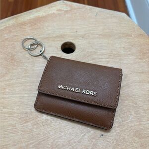 Michael Kors Brown Saffiano Leather Key Card Case with Ring